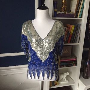 Vintage Silk Beaded Top
